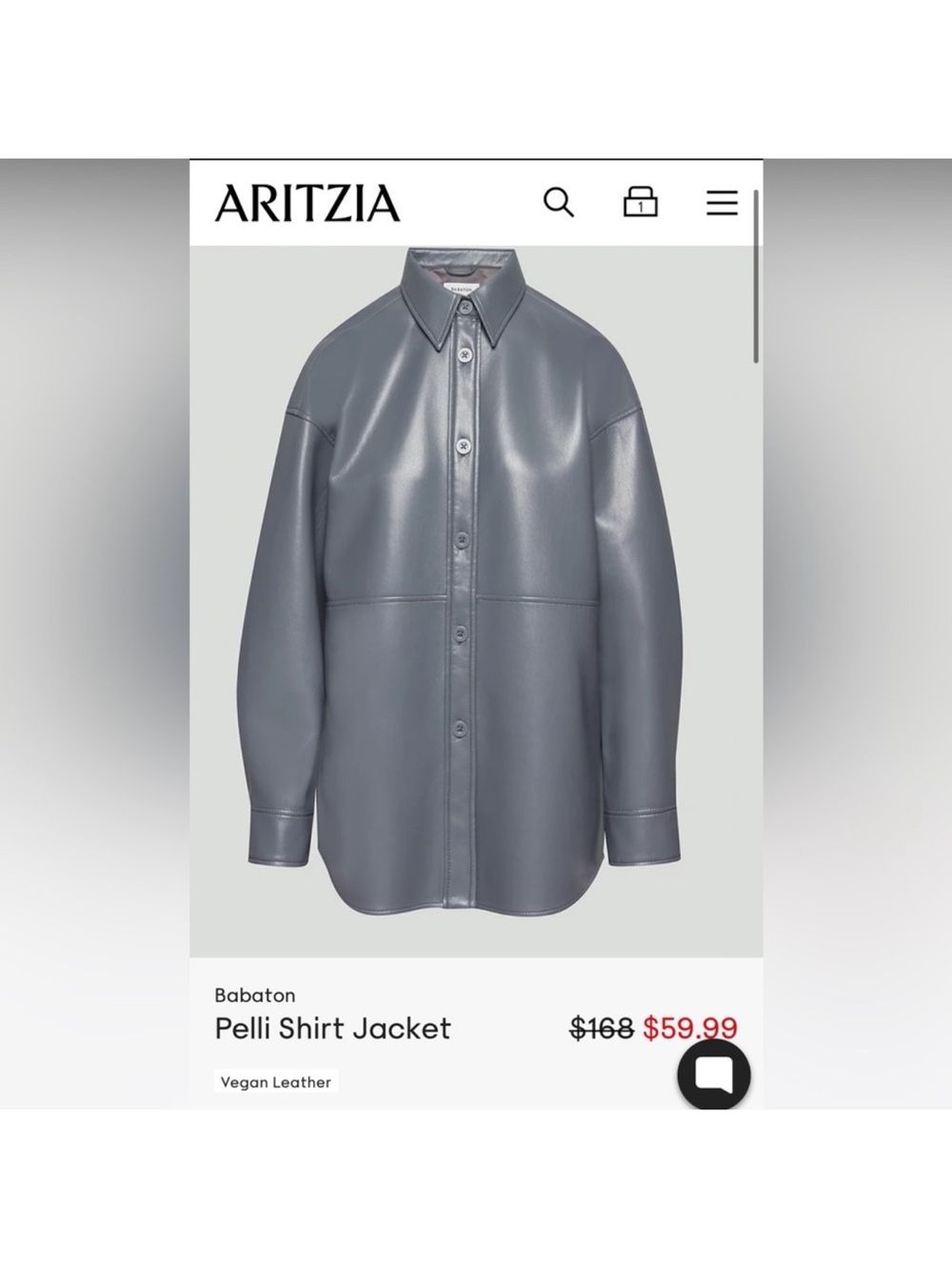 Aritzia Babaton Pelli Shirt Jacket in gray